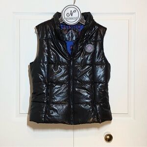 AEROPOSTALE Girls Puffer Vest with Detachable Faux Fur Hood Black Size L